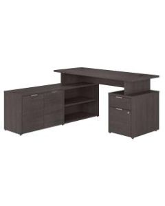 Bush Business Furniture Jamestown L-Shaped Desk With Drawers, 60inW, Storm Gray, Standard Delivery