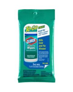 Clorox Disinfecting Wipes On The Go Ready-To-Use Wipes, 7in x 8in, Fresh Scent, 9 Per Packet, Case Of 24 Packets