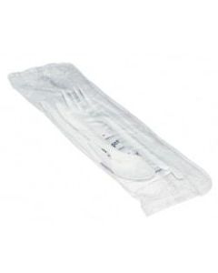 General Paper Wrapped Cutlery Kits, White, Carton Of 250 Kits