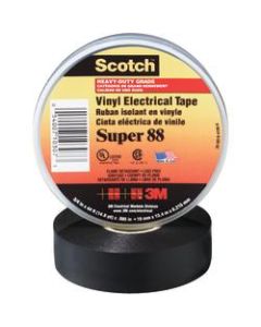 3M Super 88 Electrical Tape, 1.5in Core, 0.75in x 66ft, Black, Pack Of 100