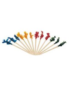 Royal Cellophane-Frill Wood Picks, 2 1/2in, Assorted Colors, 1,000 Picks Per Box, Carton Of 10 Boxes