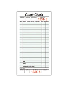 Adams Guest Check Books, 1-Part, 3 2/5in x 6 3/4in, 10 Pads Of 50 Sheets Each (500 Guest Checks Total)