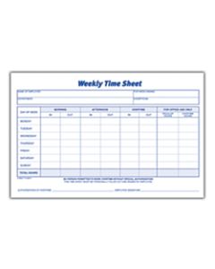 Adams Weekly Time Sheets, 8 1/2in x 5 1/2in, White, 100 Sheets Per Pad, Pack Of 2 Pads