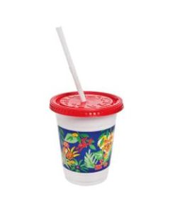 Solo Plastic Kids Cups with Lids/Straws, 12-oz., Jungle Print, Sold as 250 cups, 250 lids and 250 straws per case
