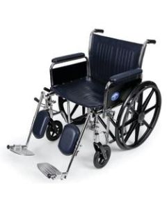 Medline Extra-Wide Wheelchair, Elevating, 20in Seat, Navy/Chrome
