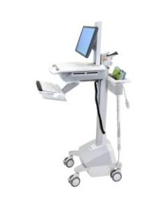 Ergotron StyleView Electronic Medical Records Cart With LCD Pivot, 50 1/2inH x 18 5/16inW x 19 3/4inD, White/Gray/Aluminum
