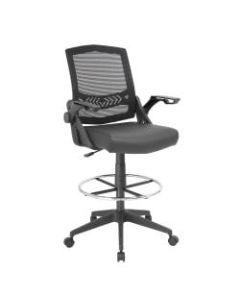 Boss Office Products Flip Arm Drafting Stool With Mesh Back, Black
