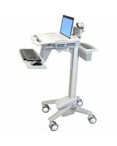 Ergotron StyleView EMR Laptop Cart - 18 lb Capacity - 4 Casters - Aluminum, Plastic, Zinc Plated Steel - 18.3in Width x 50.5in Height - White, Gray, Polished Aluminum