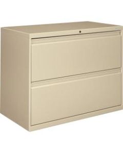 HON 800 36inW Lateral 2-Drawer File Cabinet With Lock, Metal, Putty