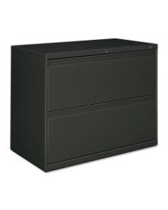 HON 800 36inW Lateral 2-Drawer File Cabinet With Lock, Metal, Charcoal