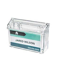 Deflecto Grab-A-Card Outdoor Business Card Holder, 4 1/4inH x 2 7/8inW x 1 1/2inD, Clear