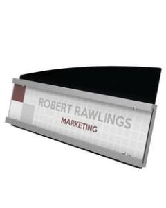 Deflecto Interior Image Nameplate Sign Holder, 3 7/8inH x 8 1/2inW x 2 7/16inD, Silver/Black