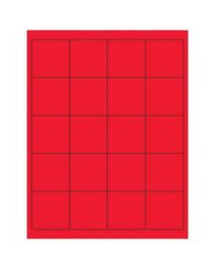 Office Depot Brand Labels, LL172RD, Rectangle, 2in x 2in, Fluorescent Red, Case Of 2,000