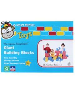 Smart Monkey ImagiBRICKS Giant 40-Piece Building Block Set, Assorted Colors And Sizes
