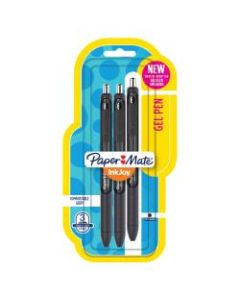 Paper Mate InkJoy Retractable Gel Pens, Fine Point, 0.5 mm, Black Barrels, Black Ink, Pack Of 3