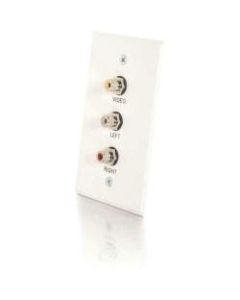 C2G Single Gang Composite Video + Stereo Audio Wall Plate - White Brushed Aluminum - 1-gang - White - Stainless Steel