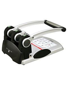 Sparco Manual Adjustable 3-Hole Punch, 300-Sheet Capacity, 17 3/4inH x 12 5/8inW x 7 5/8inD, Black/Silver