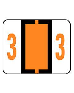 Smead BCCRN Bar-Style Permanent Numerical Labels, 3, Dark Orange, Roll Of 500
