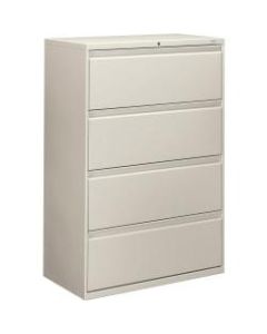 HON 800 36inW Lateral 4-Drawer File Cabinet With Lock, Metal, Light Gray