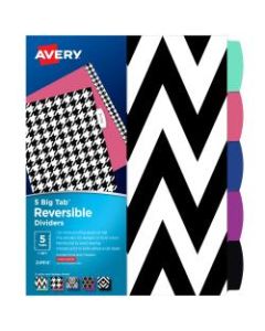 Avery Big Tab Write-On Reversible/Erasable Dividers, 8 1/2in x 11in, Black/White