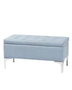 Baxton Studio Mabel Storage Ottoman, Light Blue