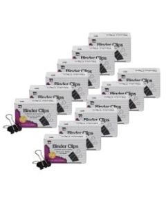 Charles Leonard Binder Clips, 1in, 120 Sheets, Black, 12 Clips Per Box, Pack Of 12 Boxes