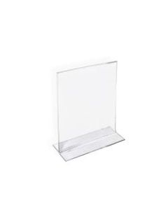 Azar Displays Double-Foot Acrylic Sign Holders, 7in x 5in, Clear, Pack Of 10