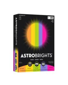 Astrobrights Color Paper, 8.5in x 11in, 24 lb., "Happy" 5-Color Assortment, 500 Sheets