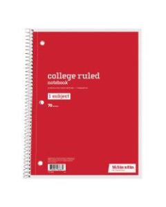 Just Basics Spiral Notebook, 8in x 10 1/2in, College Ruled, 70 Sheets, Red