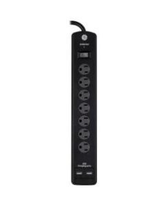 GE Pro 7-Outlet Surge Protector, 3ft Cord, Black, 33664