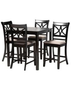 Baxton Studio Chandler 5-Piece Pub Set, 36inH x 35-7/16inW x 35-7/16inD, Sand/Espresso