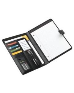 Office Depot Brand Padfolio With Magnetic Closure And Calculator, 11 1/10inH x 10 1/2inW x 1 3/10inD, Black
