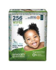 Seventh Generation Free & Clear Baby Wipes, Unscented, Pack Of 256