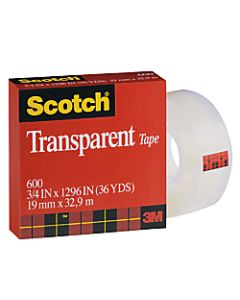 Scotch Transparent Tape, 3/4in x 1,296in, Clear