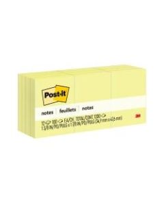 Post-it Notes, 1-1/2in x 2in, Canary Yellow, Pack Of 12 Pads