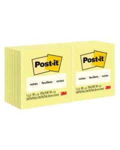 Post-it Notes, 3in x 3in, Canary Yellow, Pack Of 12 Pads