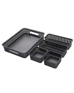 See Jane Work Plastic Weave Bins, Small Size, Black, Pack Of 5