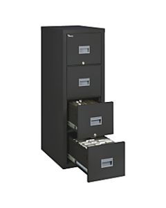 FireKing Patriot 17-3/4inD Vertical 4-Drawer File Cabinet, Metal, Black, White Glove Delivery