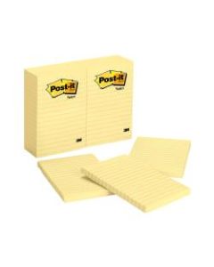 Post it Notes, 4in x 6in, Lined, Canary Yellow, Pack Of 12 Pads