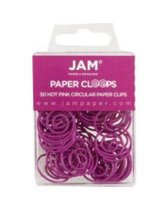 JAM Paper Paper Clips, Papercloops, 1in, 25-Sheet Capacity, Hot Pink, Pack Of 50