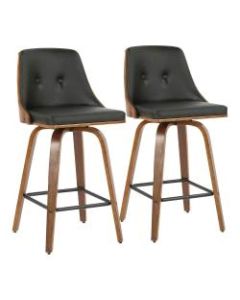 LumiSource Gianna Counter Stools, Walnut/Black, Set Of 2 Stools