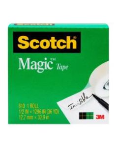 Scotch Magic 810 Tape, 1/2in x 1,296in, Clear