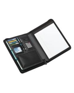 Office Depot Brand Leather Padfolio, Zipper Closure, Black