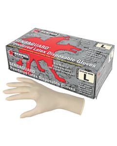 Memphis Gloves Disposable Gauntlet Powdered Latex Gloves, Large, White, Box Of 100