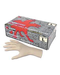 Memphis Gloves Disposable Gauntlet Powdered Latex Gloves, X-Large, White, Box Of 100