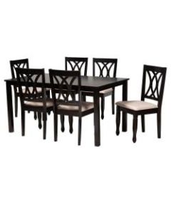 Baxton Studio Reneau Dining Set, 29-3/16inH x 59-1/16inW x 35-7/16inD, Sand Brown/Espresso