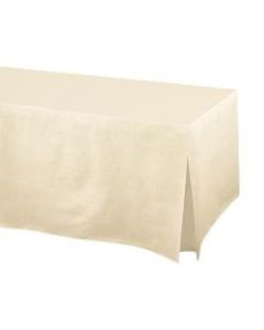 Amscan Flannel-Backed Vinyl Fitted Table Cover, 27inH x 31inW x 72inD, Vanilla Creme