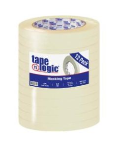 Tape Logic 2400 Masking Tape, 3in Core, 0.5in x 180ft, Natural, Pack Of 12