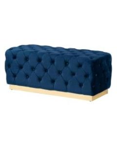 Baxton Studio Corrine Ottoman, Navy Blue/Gold