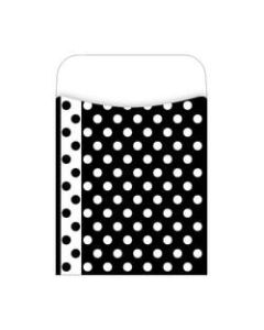 Barker Creek Peel & Stick Library Pockets, 3 1/2in x 5 1/8in, Black And White Dots, Pack Of 30